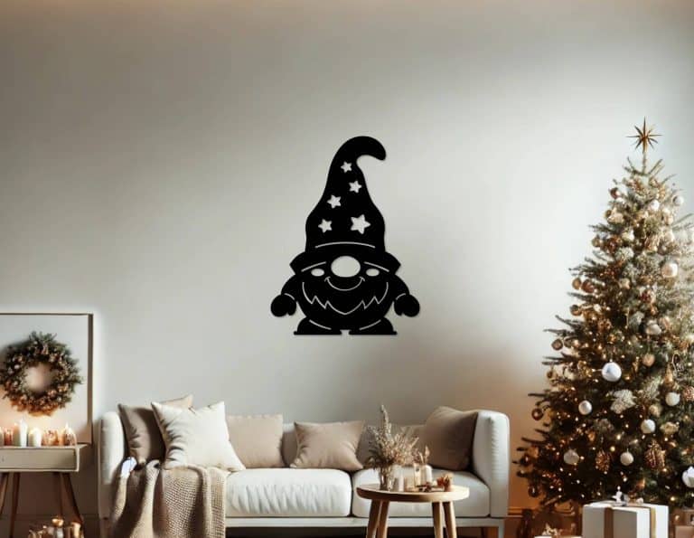 Décoration murale en métal : Nain de Noël