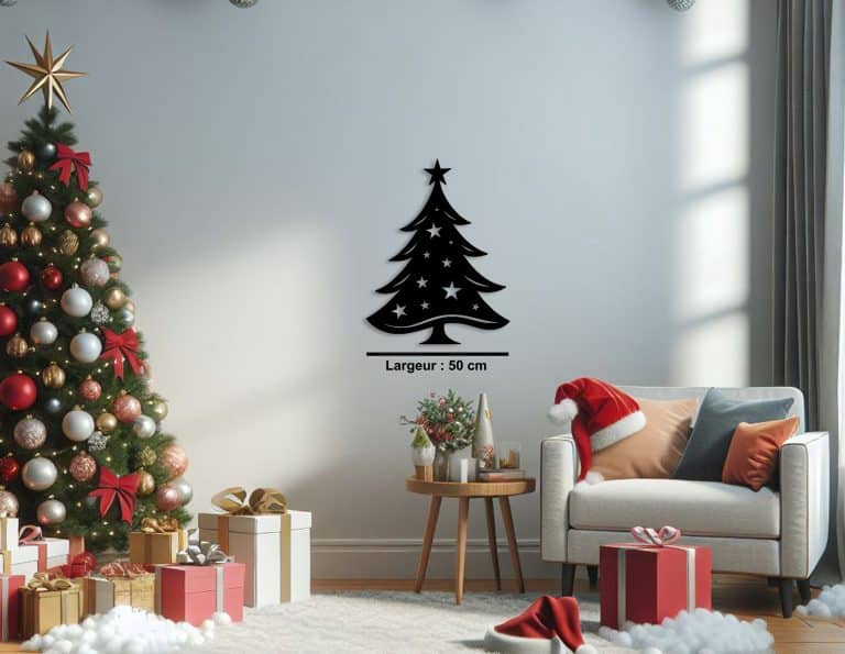 Décoration murale en métal : Sapin de Noël