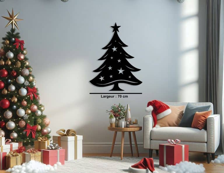 Décoration murale en métal : Sapin de Noël