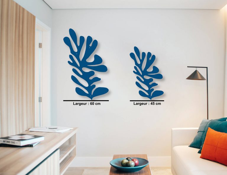 Décoration murale en métal : Corail bleu