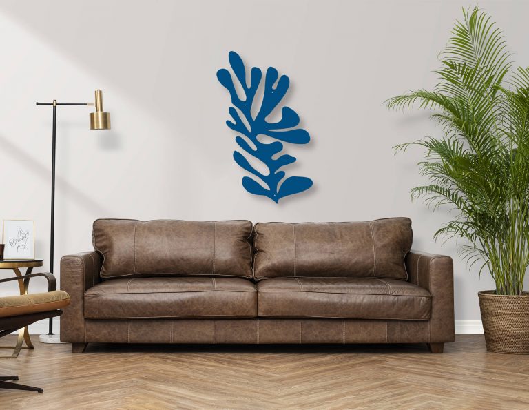 Décoration murale en métal : Corail bleu