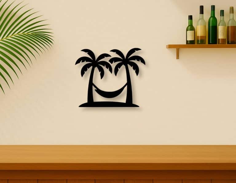 Décoration murale en métal : Palmier et hamac