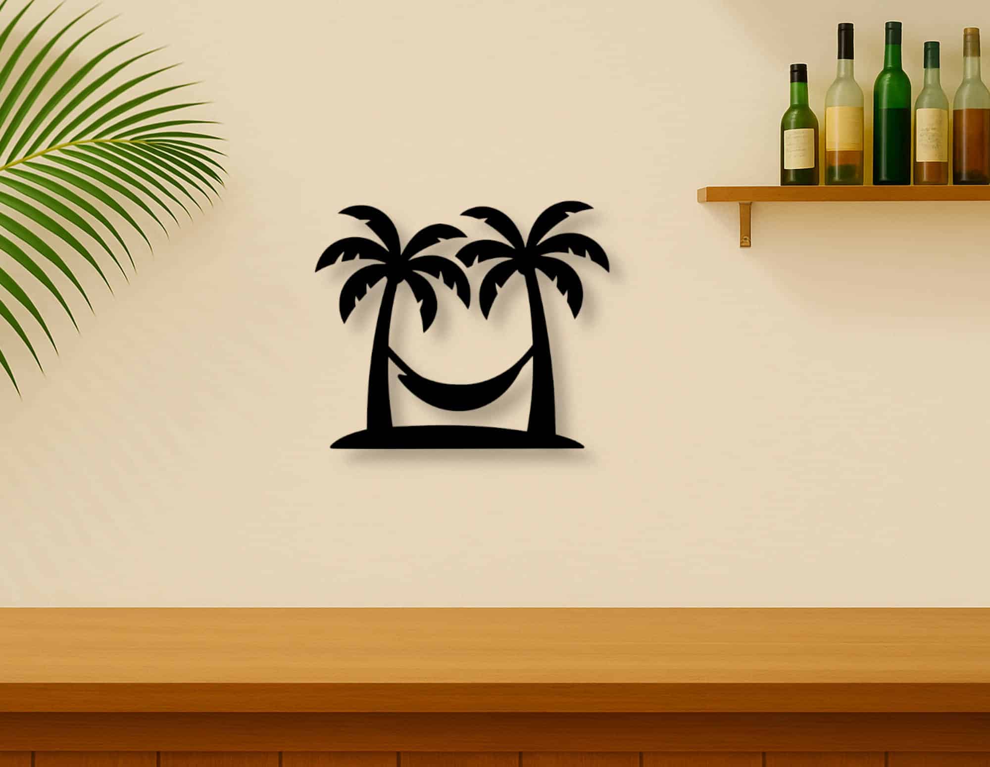 Décoration murale en métal : Palmier et hamac